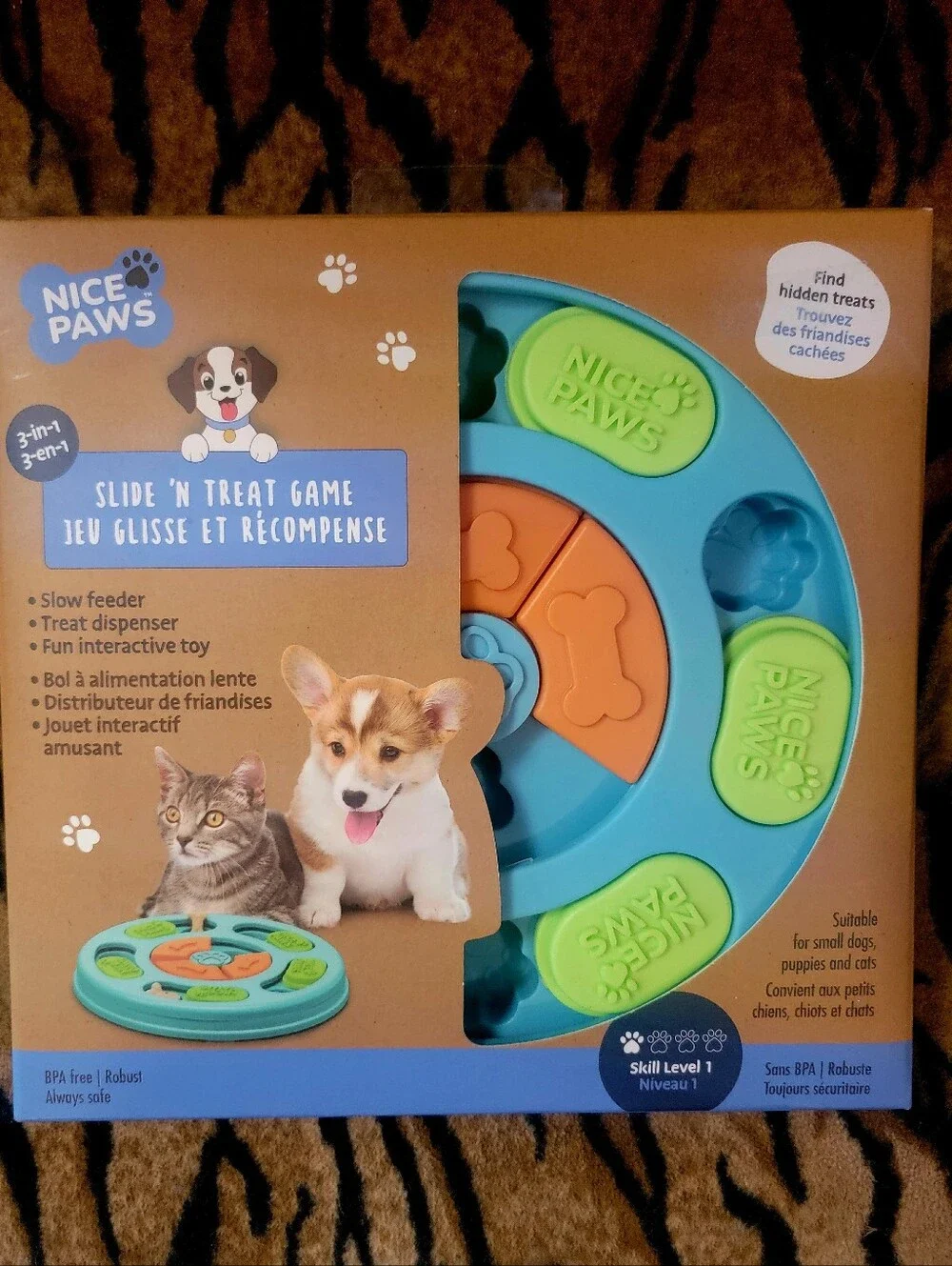 Pet Dog Or Cat Treat Dispenser Feeder Toy Slide 'N Treat Game Interactive Ea.